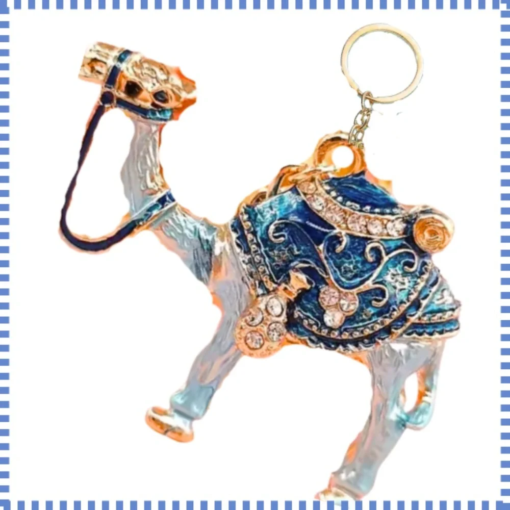 Camel Keychain - Teal Saddle with crystals Silver Color Body - Brand New W/Tags